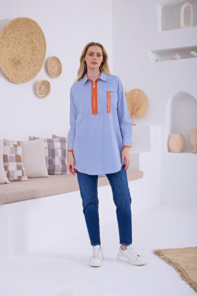 Moodbasic RENKLİ GARNİLİ ÇİZGİLİ GÖMLEK