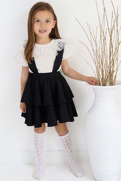 Parla Kids Gilet Helen 29 octombrie din dantelă neagră pentru fete - Bluză cu mânecă scurtă și seturi de rochii de seară
