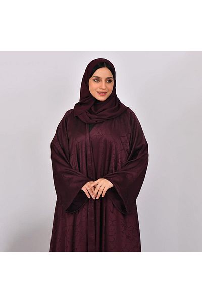 HAWRAA Burgundy kaftan with wide sleeves