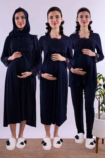 ByLohusa Effortt Navy Blue Hijab Pregnant Maternity Set Byl2T24052