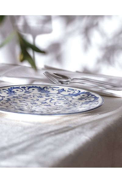 Madame Coco Reve Bleu Serenity Service Plate - 25 cm - Blue/White
