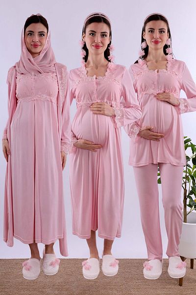 ByLohusa Effortt Pink Hijab Pregnant Maternity Set Byl2T24052