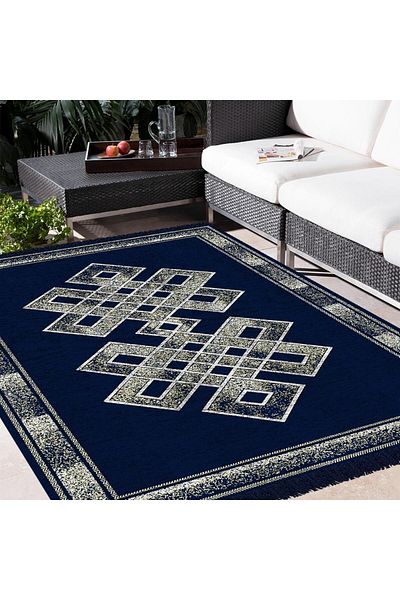 BSB HOME Chenille Carpet 150 x 210cm - 500 GSM Velvet Area Rug - Blue