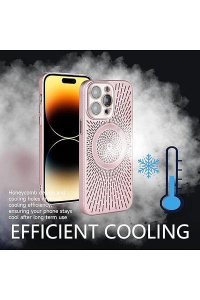 REDz Accessories Husă MagSafe cu protecție termică, perforații, pentru iPhone 15 Pro Max, protecție cameră, roz