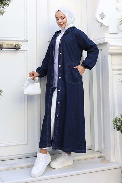 benguen Καπάκι τζιν με κουκούλα Navy Blue 1352
