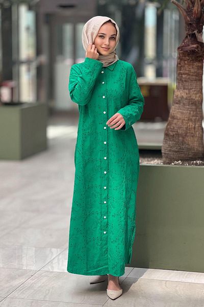 Invee Jewelled Buttoned Invee Guipure Dress