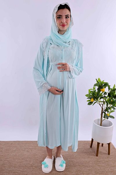 ByLohusa Effortt Turquoise Hijab Pregnant Maternity Set Byl2T24052