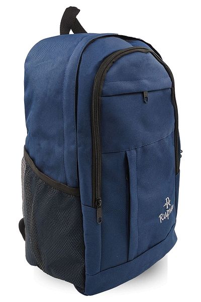Rupva Unisex Men's Women's Multi-Compartment Side Pocket Sports School Backpack Navy Blue