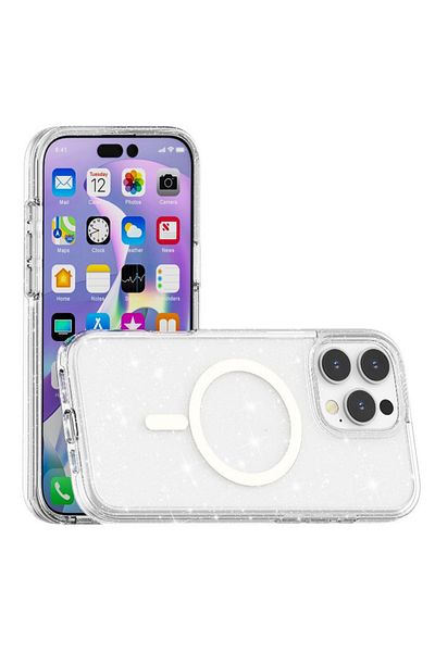 REDz Accessories Husă Shine Armor MagSafe, cu sclipici integrat, pentru iPhone 16 Pro, protecție antișoc, transparentă