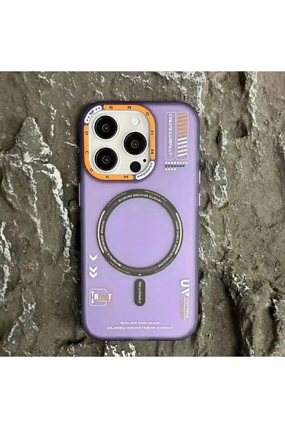 REDz Accessories Matte Case With Writing, Magsafe, For Iphone 15, Semi-transparent, Full Protection, Purple