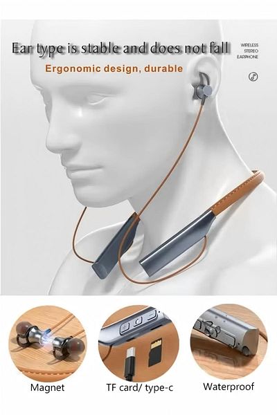 Generic DUNISO Wireless Bluetooth Headphones Neckband Headset With Retractable Earbuds