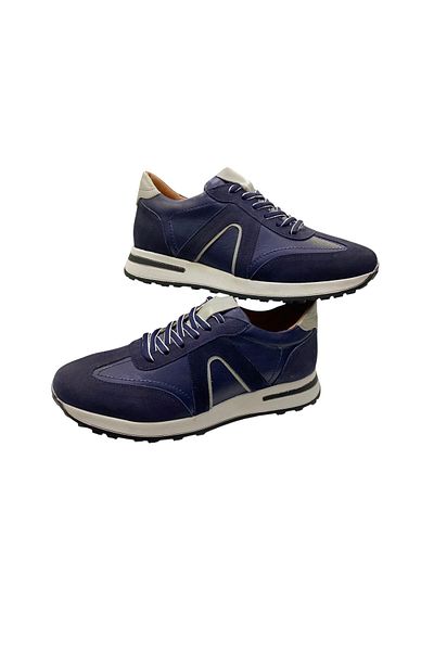 SULA Men's Lace up Inner and Outer Surface Leather Navy Blue Poly Sole