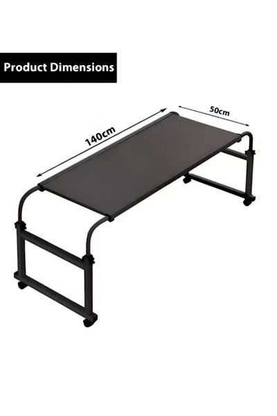 Taimi Over Bed Table with WheelsHeight Adjustable Laptop Table,Computer Desk for Home Room Black 140x50cm