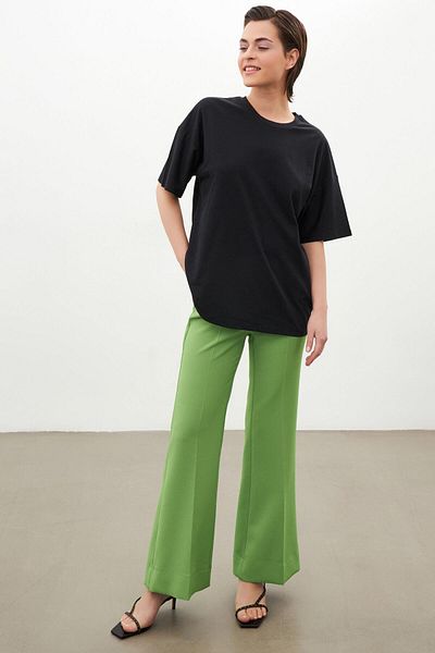 Setre Tricou negru oversize cu decolteu rotund