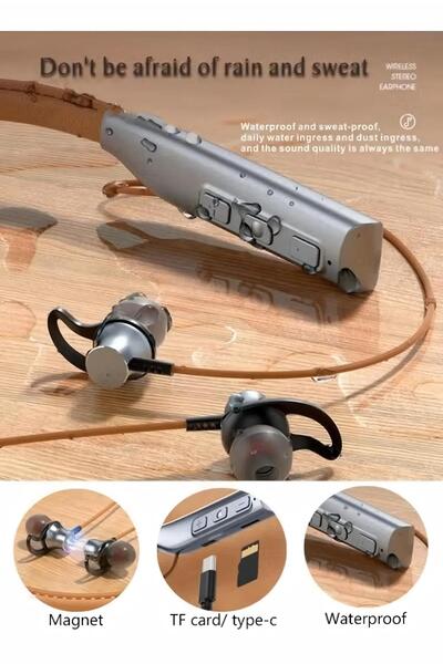 Generic Wireless Bluetooth Headphones Neckband Headset With Retractable Earbuds