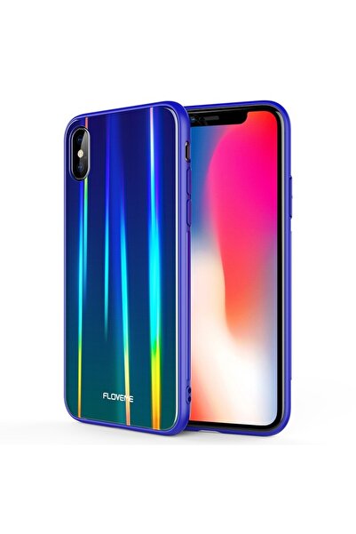 REDz Accessories Carcasă compatibilă cu iPhone XS / X, albastră, TPU și sticl...