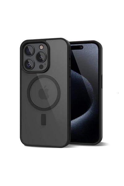 REDz Accessories Carcasă transparentă Guardian, MagSafe, pentru iPhone 14 Pro Max, protecție antișoc, margini colorate, neagră