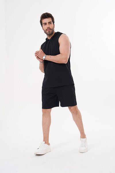 ACTIVE MODA - Men's Sports Athlete Tshirt-Shorts 2-Piece Set Large Size
