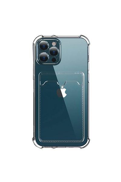 REDz Accessories Carcasă Card Armor, colțuri airbag, slot pentru card, pentru iPhone 13 Pro Max, silicon transparent