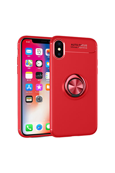 REDz Accessories Carcasă cu inel rotativ, compatibilă cu iPhone XS Max, roșie...