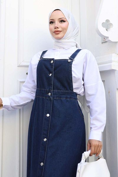 benguen Τζιν φόρεμα Salopet Navy Blue 563