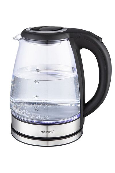 Michelino Fierbator Electric 139365 , 1.8 Litri, 1800 W, Sticla, Iluminare Led Albastru
