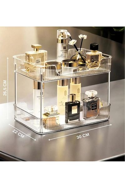MİMOZA PARK 2-Tier Makeup Organizer, Cosmetic Organizer, Multi-Purpose Jewelry Organizer