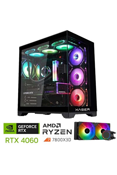 XASER Lexus x240 Ryzen 7 7800X3D 32GB DDR5 Ram 1TB M.2 NVMe SSD 8GB RTX4060 Sıvı Soğutmalı Oyuncu Bi
