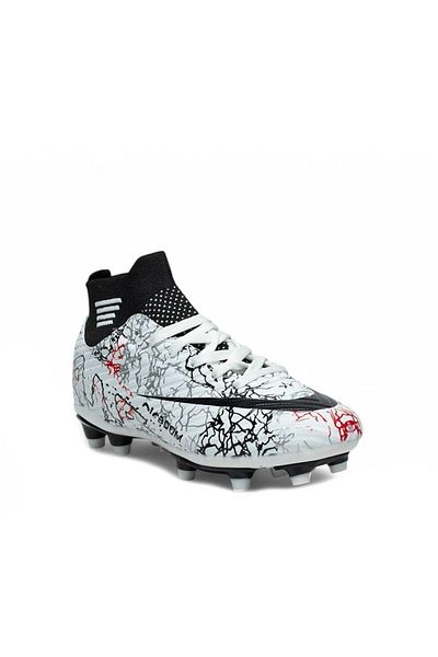 Twingo Lace-Up Crampon White-Black Colored Football Shoes