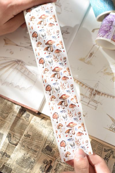 GÖKÇETasarım Mushroom Themed Washi Tape (5 cm X 2 m) / Washi Tape, Scrapbook, Journal
