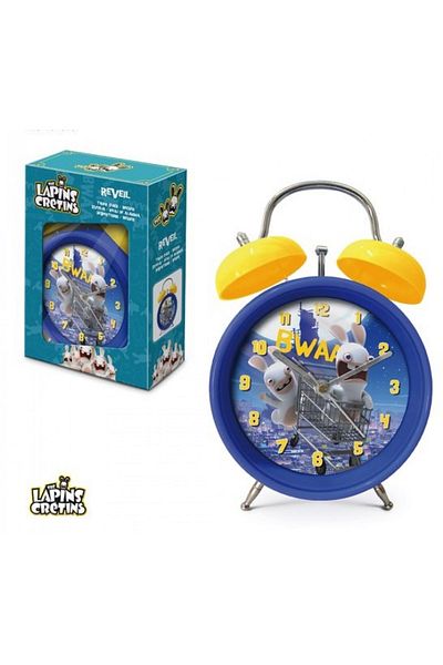 Disney Children's table alarm clock, blue/yellow, The Lapins Cretins, Disney