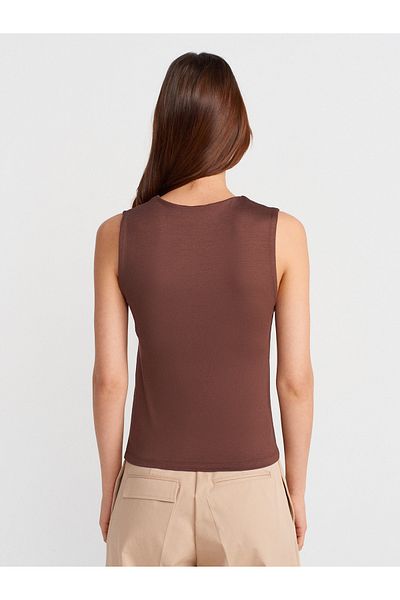 Dilvin 21038 Asymmetrical Gathered Ball-Light Brown