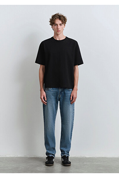 Mavi Bisiklet Yaka Siyah Basic Tişört Loose Fit / Bol Rahat Kesim 0612518-900