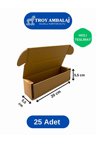 TROY AMBALAJ 20x5,5x5,5 Cm Karton Kargo e-ticaret Kutusu ( 25'li Paket )