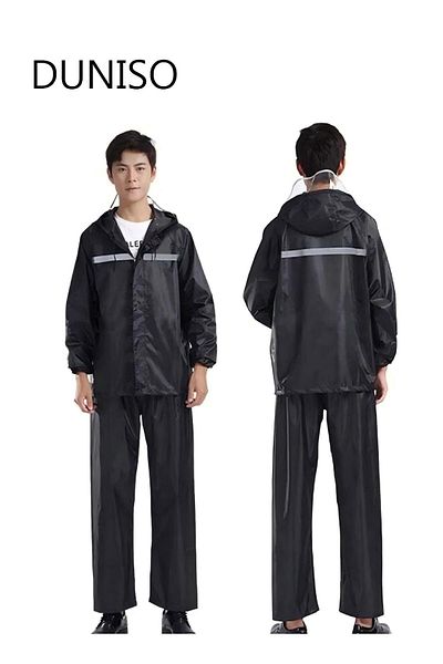 Generic Duniso Rain Suit Jacket & Trouser Suit Raincoat Hooded Rain Poncho Lightweight Emergency Jacket