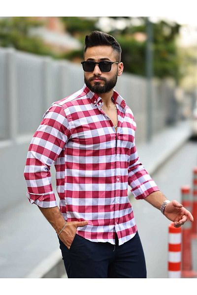 blackpanther Checked Slim Fit Lycra Men's Shirt