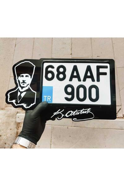 Pi Dekorasyon Motor Ve Atv Plakalık Lüks Atatürk Fotoğraflı Isimli, Kişiye Öz...