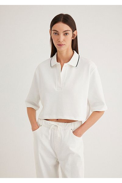 Mavi Ecru Crop Polo T-Shirt Crop / Short Cut 1613000 -70057
