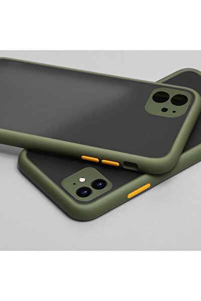 REDz Accessories Carcasă cu margini colorate, compatibilă cu iPhone 12 Pro Max, butoane colorate, semitransparentă, kaki