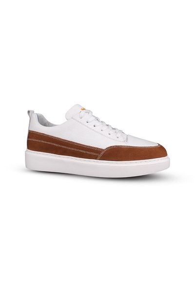 MP PREMIUM Ανδρικά παπούτσια casual - White-Tan, δέρμα Nubuck