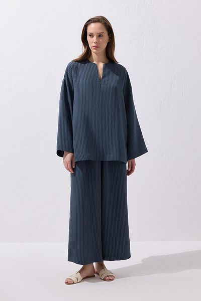 KADRİYE BAŞTÜRK Dory Modal Blouse Trousers Suit Indigo