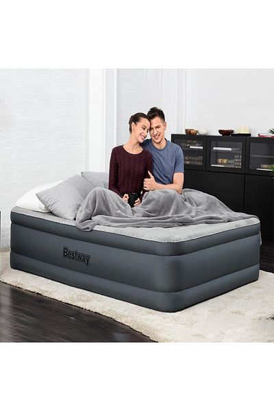 BESTWAY Bestway Air Mattress with Built-in Air Pump 2.03m x 1.52m x 46cm 26-69075