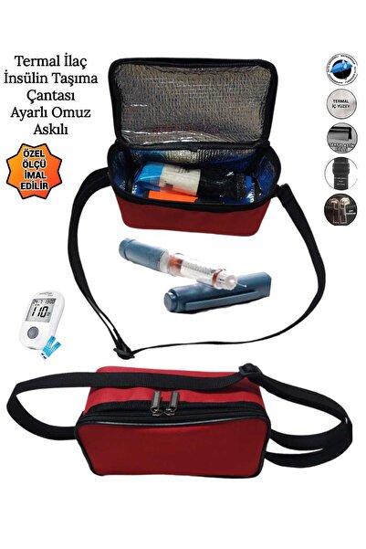SEVBAGS İlaç İnsülin Taşıma Termal Termos Çantası Ayarlı Omuz Askılı Omuz Çan...