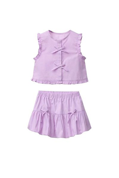Daisy Dolly Girl's Bow Detailed Balloon Skirt Set