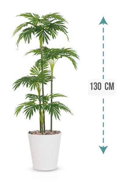 Generic Artificial palm tree (4 branches) with a cylindrical plastic stand