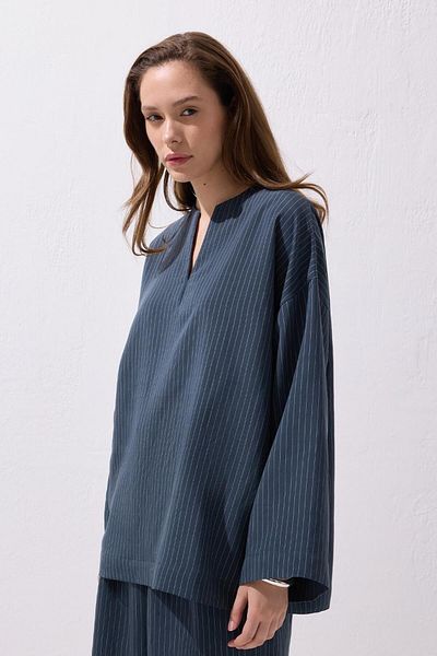 KADRİYE BAŞTÜRK Dory Modal Blouse Trousers Suit Indigo