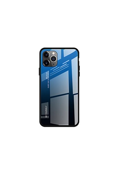 REDz Accessories Carcasă compatibilă cu iPhone 11 Pro, spate din sticlă + silicon, gradient, albastru-negru