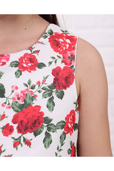 Serkon BABY Summer Girl's Dress with Straw Hat and Big Bow and Roses on the Back