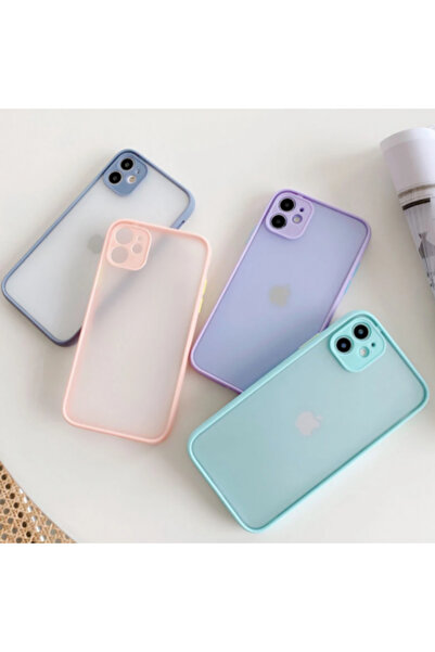 REDz Accessories Carcasă cu margini colorate, compatibilă cu iPhone 12 Pro Max, butoane colorate, semitransparentă, violet închis