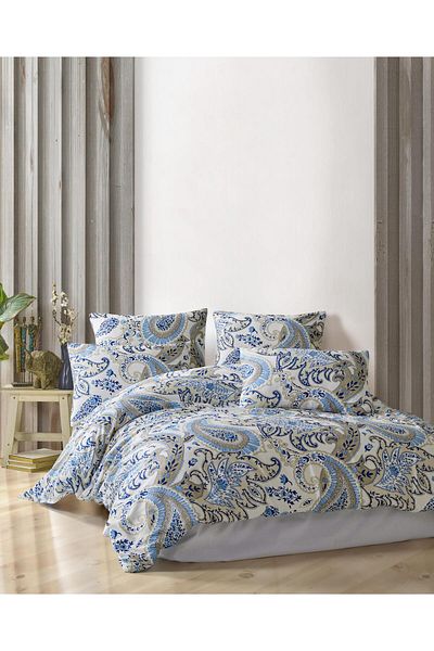 Story home Textile Set de lenjerie de pat dublă Story Home 100% bumbac satinat 210 TC 4 piese husă pilotă 200x220 cm Bella